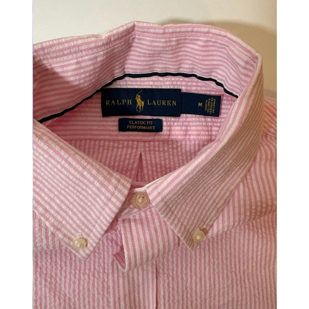 Polo Ralph Lauren Seersucker Performance Button Down Shirt | Pink | Medium
